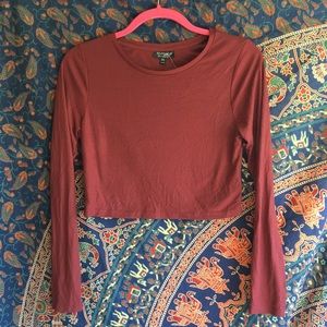 Basic rust/oxblood topshop cropped long sleeve